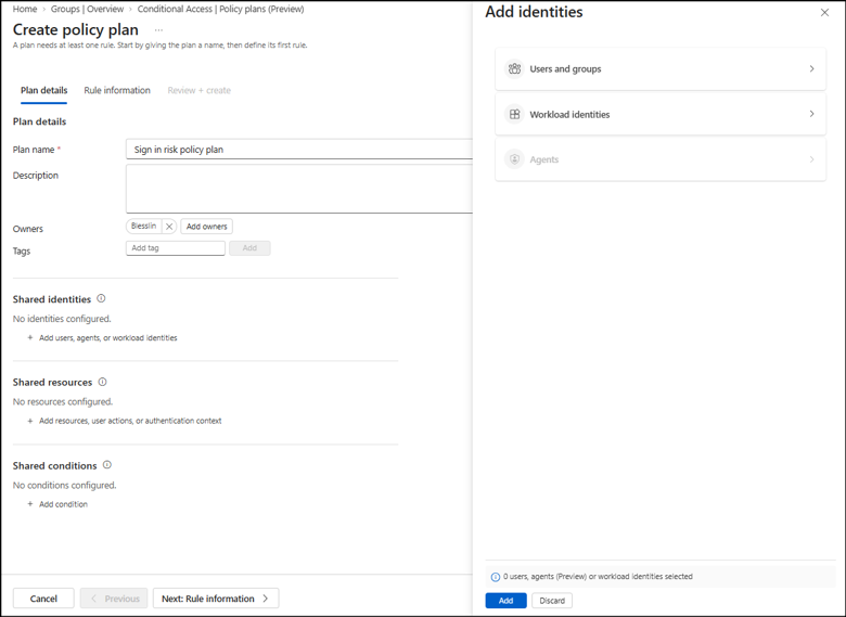Create a conditional access policy plans in Entra ID