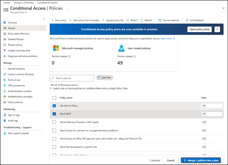 Migrate condtional access policies into plan
