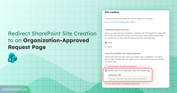 Redirect SharePoint Site Creation to an Organization-Approved Request Page