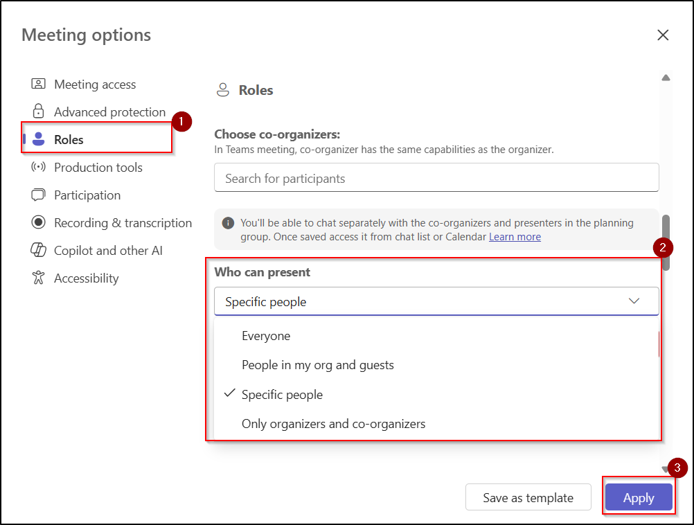 Update Who can Present in Microsoft Teams Meetings