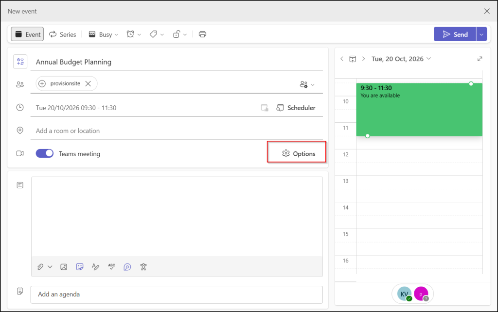 Create a Teams Meeting in Microsoft Teams