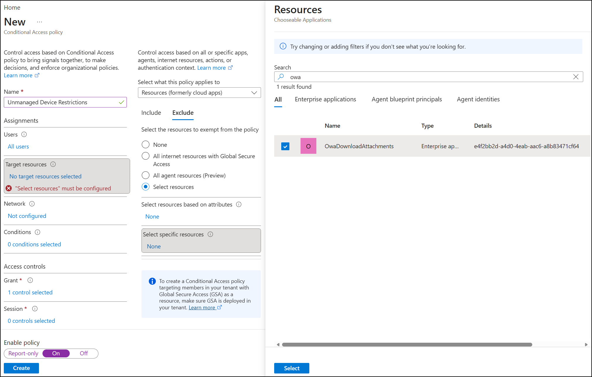 Exclude Outlook Attachment from Microsoft Entra Conditional Access