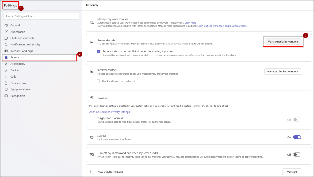 Manage Microsoft Teams Priority Contacts