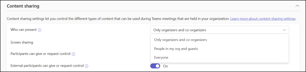 Control Who can Present in Teams Meetings