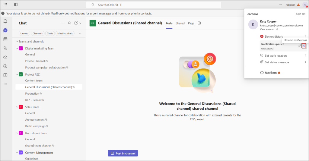 Resume Microsoft Teams Notification Pause