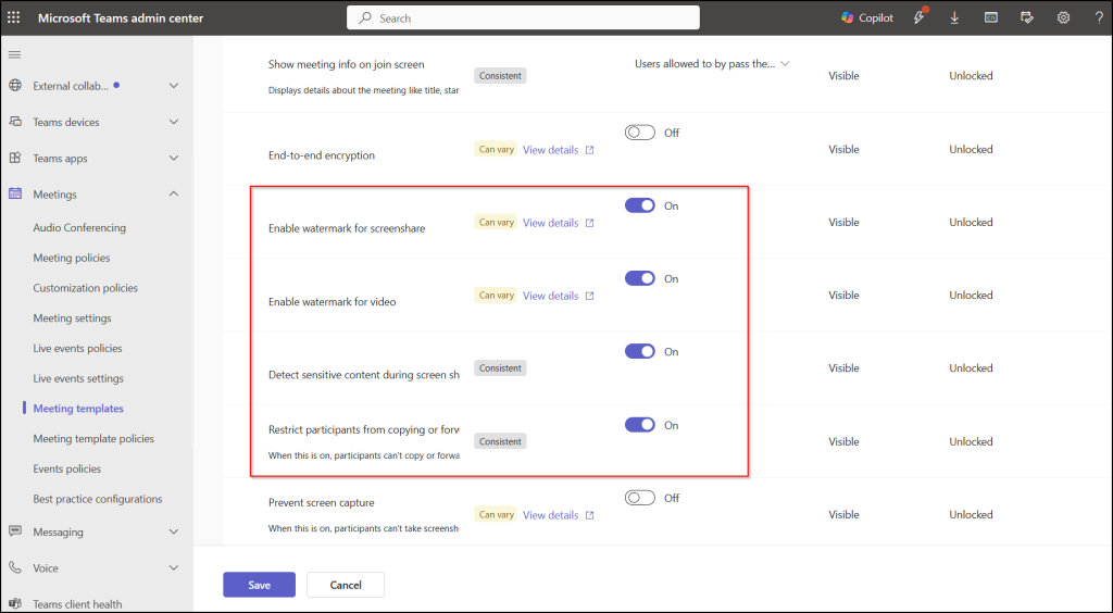 Secure Microsoft Teams Meeting with Custom Templates