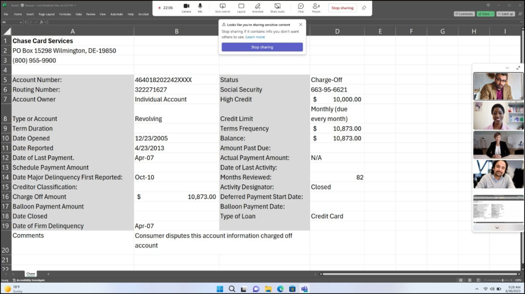 Sensitive Content Detection in Teams Meetings